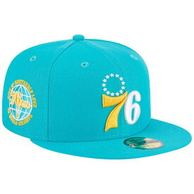 ニューエラ メンズ 帽子 アクセサリー Philadelphia 76ers New Era 3Time Champions Breeze Grilled Yellow Undervisor 59FIFTY Fitted Hat Turquoise