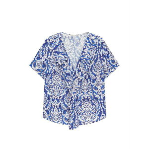 �}���p���~ ���f�B�[�X �V���c �g�b�v�X Dreamscape ikat-print ruffled top Blue