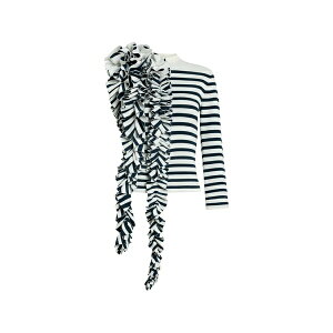 �A�E�F�C�N ���[�h ���f�B�[�X T�V���c �g�b�v�X Ruffled-detail striped-pattern top White