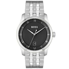 ボス メンズ 腕時計 アクセサリー Men Principle Quartz Basic Calendar Silver-Tone Stainless Steel Watch 41mm Silver