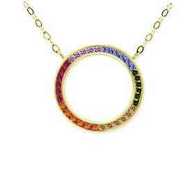 ジャニ ベルニーニ レディース ネックレス・チョーカー・ペンダントトップ アクセサリー Rainbow Cubic Zirconia Open Circle Pendant Necklace in 18k Gold-Plated Sterling Silver, 16" + 2" extender, Created for Macy's Gold
