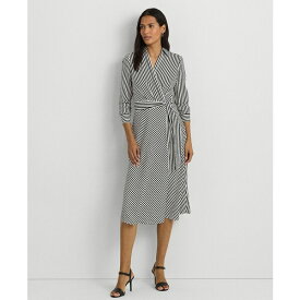 ラルフローレン レディース ワンピース トップス Women's Striped Surplice Crepe Midi Dress Cream/black