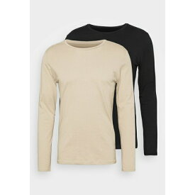 ピア ワン メンズ Tシャツ トップス 2 PACK - Long sleeved top - beige/black