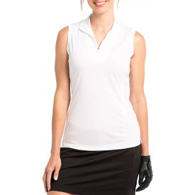 イーピーエヌワイ レディース シャツ トップス EPNY Women's Sleeveless Convertible Mock Neck Polo White