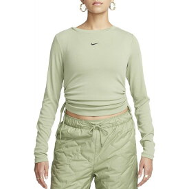 ナイキ レディース シャツ トップス Nike Sportswear Women's Ribbed Long-Sleeve Mod Crop Top Oil Green