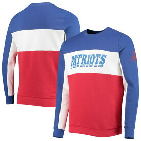 ジャンクフード メンズ シャツ トップス New England Patriots Junk Food Color Block Pullover Sweatshirt Royal/Red