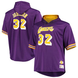 ミッチェル&ネス メンズ パーカー・スウェットシャツ アウター Magic Johnson Los Angeles Lakers Mitchell & Ness Big & Tall Name & Number Short Sleeve Hoodie Purple/Gold