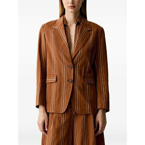 �x�l�g�� ���f�B�[�X �W���P�b�g���u���]�� �A�E�^�[ Pinstripe-pattern notched-lapel blazer Brown
