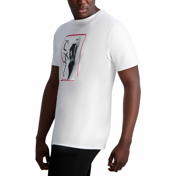 カールラガーフェルド メンズ Tシャツ トップス Men's Slim-Fit Karl Sketch Graphic Pima Cotton T-Shirt White