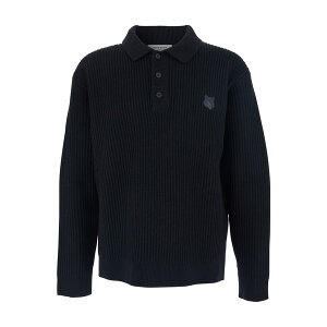 ] Lcl Y jbg&Z[^[ AE^[ Black Ribbed Sweater With Front Logo Patch In Cotton Man Black