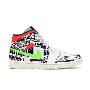 Jordan �W���[�_�� �����Y �X�j�[�J�[ �yJordan 1 Mid All Over Logos�z �T�C�Y US_8(26.0cm) White/Racer Blue-Black-Cyber-Infrared 23-Sail
