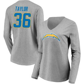 ファナティクス レディース Tシャツ トップス Los Angeles Chargers Fanatics Branded Women's Team Authentic Custom Long Sleeve VNeck TShirt Taylor,Ja'Sir-36
