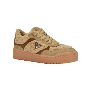 QX fB[X Xj[J[ V[Y Miram Platform Lace-Up Court Sneakers Brown Faux Fur Multi