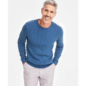 Nu[ Y jbg&Z[^[ AE^[ Men's Cable-Knit Cotton Sweater, Created for Macy's Blue Wing Hthr