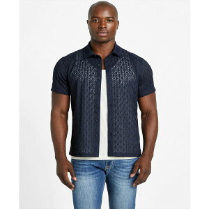 QX Y Vc gbvX Men's Reeves Woven Short Sleeve Button-Up Shirt Smart Blue