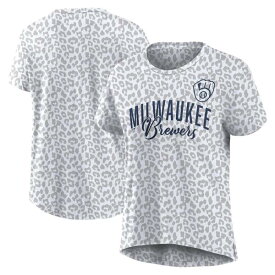 ファナティクス レディース Tシャツ トップス Milwaukee Brewers Fanatics Branded Women's Bat TShirt Leopard