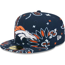 ニューエラ メンズ 帽子 アクセサリー Denver Broncos New Era Paisley 59FIFTY Fitted Hat Navy