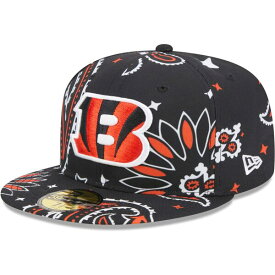 ニューエラ メンズ 帽子 アクセサリー Cincinnati Bengals New Era Paisley 59FIFTY Fitted Hat Black