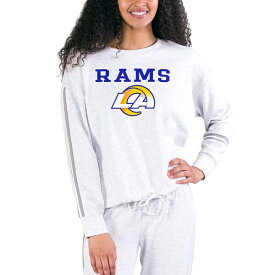コンセプトスポーツ レディース Tシャツ トップス Concepts Sport Los Angeles Rams Women's Pendant French Terry Long Sleeve Top Cream/Gray