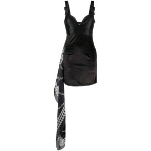 �x���T�[�` ���f�B�[�X �����s�[�X �g�b�v�X Chain link-print scarf-detail minidress Black