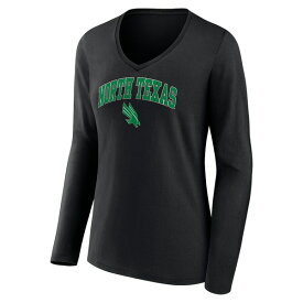ファナティクス レディース Tシャツ トップス North Texas Mean Green Fanatics Branded Women's Campus Long Sleeve VNeck TShirt Black