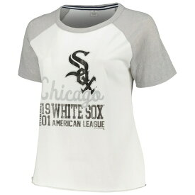 ソフト?アズ ア?グレープ レディース Tシャツ トップス Chicago White Sox Soft as a Grape Women's Plus Size Baseball Raglan TShirt White