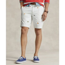 ラルフローレン メンズ カジュアルパンツ ボトムス Men's 9-Inch Stretch Classic Embroidered Shorts Deckwash White W/ Flag Emb