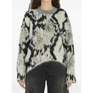 �W �A�e�B�R ���f�B�[�X �j�b�g&�Z�[�^�[ �A�E�^�[ Python-print ribbed sweater Black
