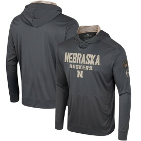 コロシアム メンズ Tシャツ トップス Nebraska Huskers Colosseum OHT Military Appreciation Long Sleeve Hoodie TShirt Charcoal