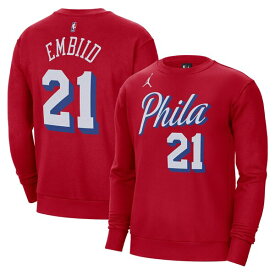 ジョーダン メンズ パーカー・スウェットシャツ アウター Joel Embiid Philadelphia 76ers Jordan Brand Statement Name & Number Pullover Sweatshirt Red