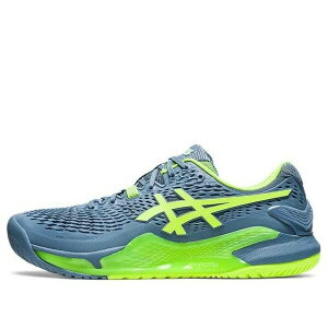 ASICS �A�V�b�N�X �����Y �X�j�[�J�[ �yASICS Gel Resolution 9 'Steel Blue Hazard Green' 1041A330-400�z �T�C�Y US_8.5(26.5cm)