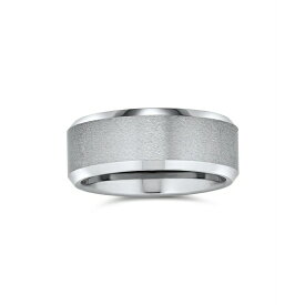 ブリング レディース リング アクセサリー Wide Polished Beveled Edge Brushed Matte Couples Silver-Tone Titanium Wedding Band Ring For Men Comfort Fit 8MM Silver