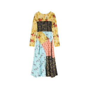 �K�j�[ ���f�B�[�X �����s�[�X �g�b�v�X Shirred patchwork floral maxi dress Yellow