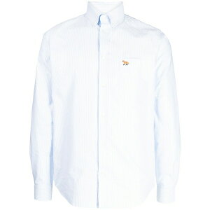 ���]�� �L�c�l �����Y �V���c �g�b�v�X Embroidered-fox cotton shirt Blue