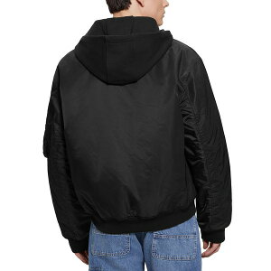 QX Y WPbgu] AE^[ Men's John Bomber Jacket with Removable Hooded Inset Jet Black