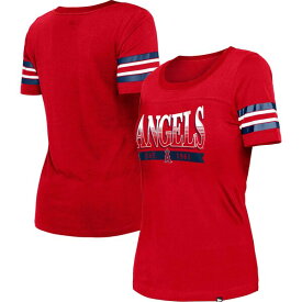ニューエラ レディース Tシャツ トップス Los Angeles Angels New Era Women's Team Stripe TShirt Red