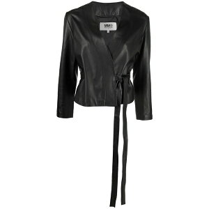 �}���^���}���W�F�� ���f�B�[�X �W���P�b�g���u���]�� �A�E�^�[ Wrap-style leather jacket Black
