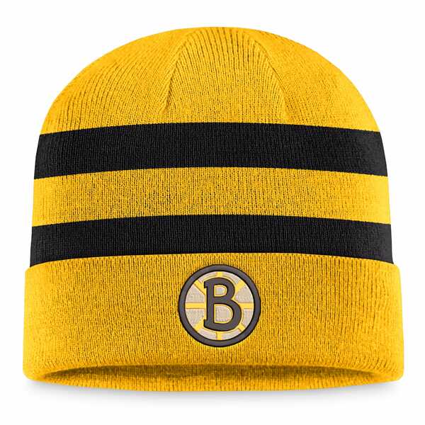 ファナティクス メンズ 帽子 アクセサリー Boston Bruins Fanatics Branded 2023 Winter Classic Team Knit Hat Gold/Black：asty