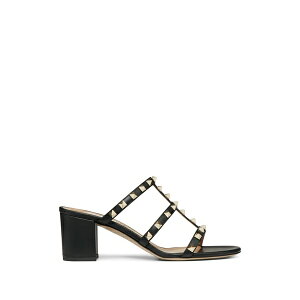 ���@�����e�B�m �K�����@�[�j ���f�B�[�X �T���_�� �V���[�Y Rockstud calfskin leather slide sandal 60 mm Black