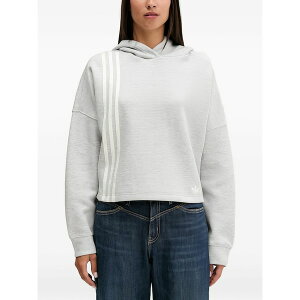 �A�f�B�_�X ���f�B�[�X �p�[�J�[�E�X�E�F�b�g�V���c �A�E�^�[ Off placed three-stripe hoodie Grey