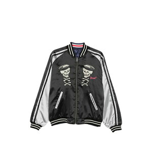 �f�E�X �G�N�X �}�L�i �����Y �W���P�b�g���u���]�� �A�E�^�[ Suka skull-embroidery bomber jacket Black