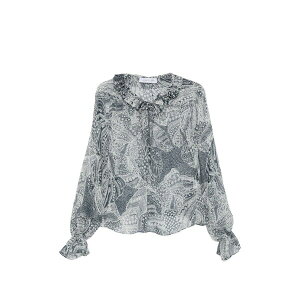 ���P��?�W�j�X ���f�B�[�X �V���c �g�b�v�X Kate print-detail ruffled blouse Blue
