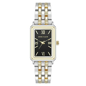 ANC fB[X rv ANZT[ Women's Quartz Rectangular Estate Two-Tone Metal Alloy and Black Dial Watch, 25mm Black, Silver-Tone, Gold-Tone