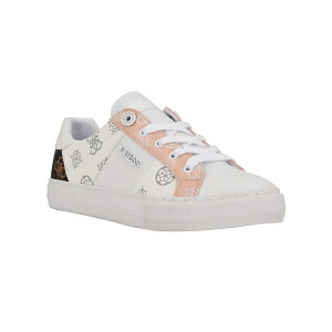 QX fB[X Xj[J[ V[Y Women's Loven Lace-Up Sneakers Light Pink/Dark Brown Logo