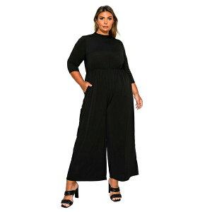 uh fB[X s[X gbvX Women's Plus Size Summer Wide Leg Pocket Jumpsuit Black