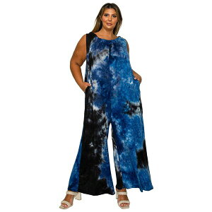 uh fB[X s[X gbvX Women's Plus Size Pax Tie Dye Pocket Jumpsuit Navy royal gray