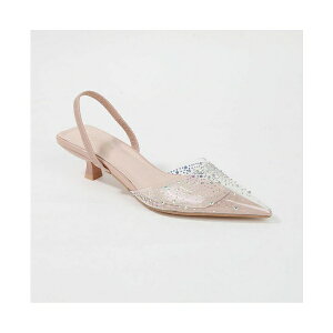 �o�[�l�X ���f�B�[�X �q�[�� �V���[�Y Mabel Clear Rhinestone Kitten Heels Beige