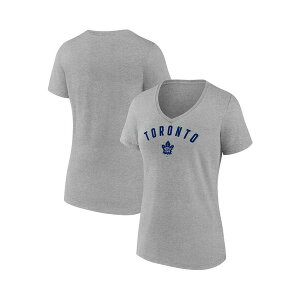 t@ieBNX fB[X Jbg\[ gbvX Women's Gray Toronto Maple Leaf's V-Neck T-Shirt Gray