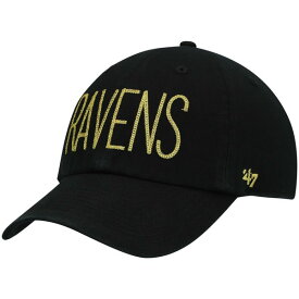 フォーティーセブン レディース 帽子 アクセサリー Baltimore Ravens '47 Women's Shimmer Text Clean Up Adjustable Hat Black