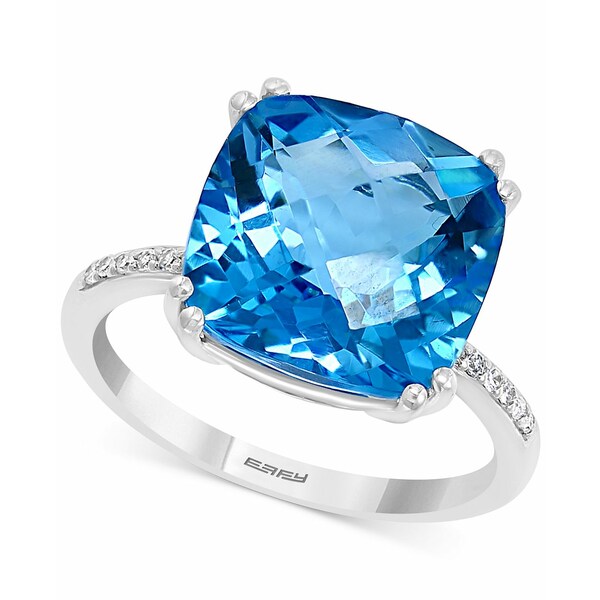 エフィー コレクション レディース リング アクセサリー EFFYreg; Semi-Precious  Diamond Statement Ring Blue Topaz White Gold